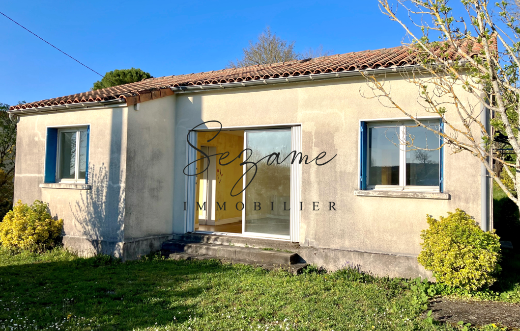 Ruelle s/Touvre – Maison ancienne F3 P/P, garage et jardin