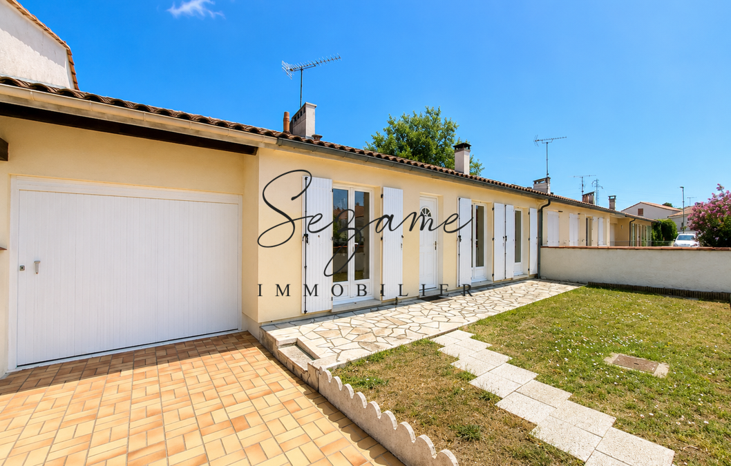 Angoulême – Sud, 5 min du centre ville – Villa F4 de plain-pied avec garage et Gd jardin clos